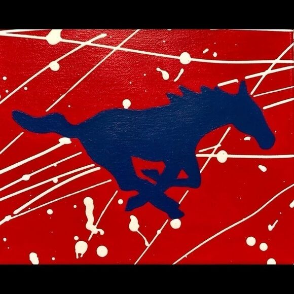 Hand painted SMU Mustang painting 8 x 10 - Picture 15 of 15